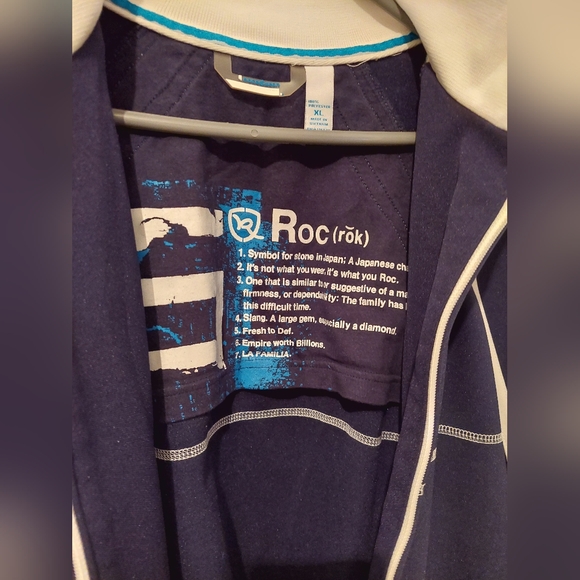 Rocawear Men's XL Dark Navy Blue and White Zip-Up Sweatsuit Jacket - Picture 6 of 15